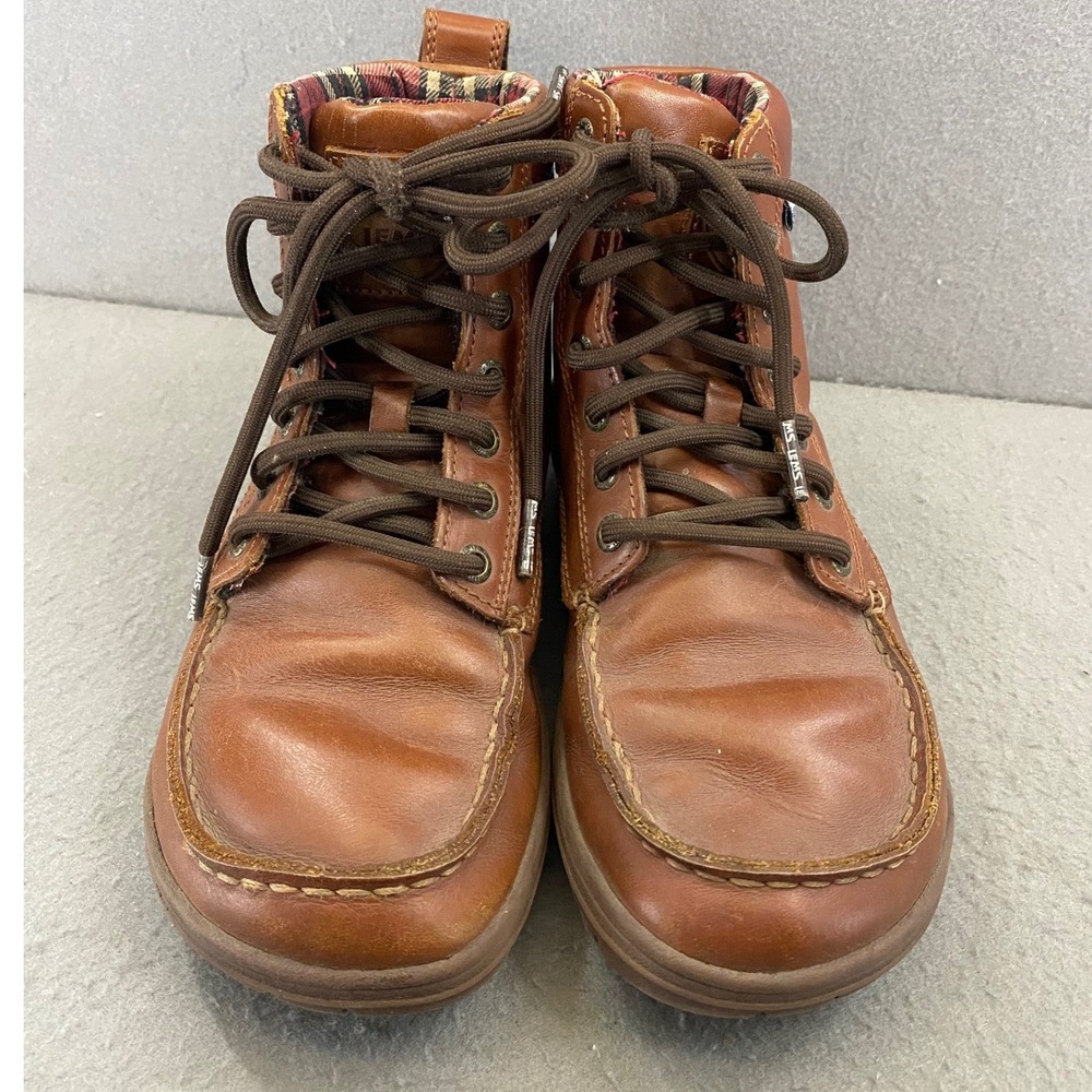 Lems Boulder Boot Mid Brown Leather Minimalist Shoes Flannel Lined W's 6.5